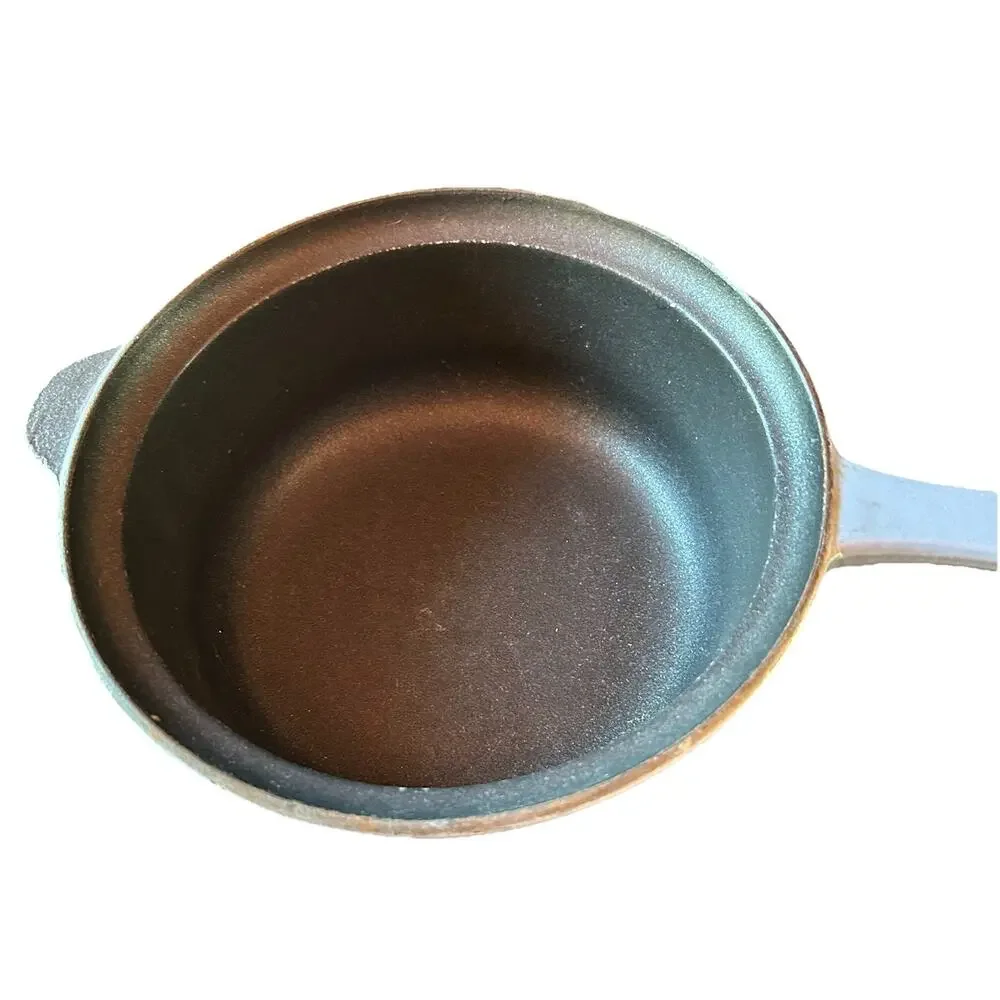 Vintage Le Creuset Cast Iron Saucepan Blue Open Handle #18 No Lid France 2
